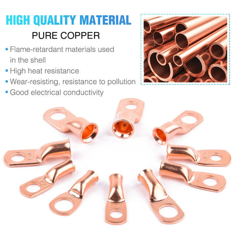 Nilight 50 Pcs Heavy Duty Copper Wire Lugs  With  High Quanlity Material
