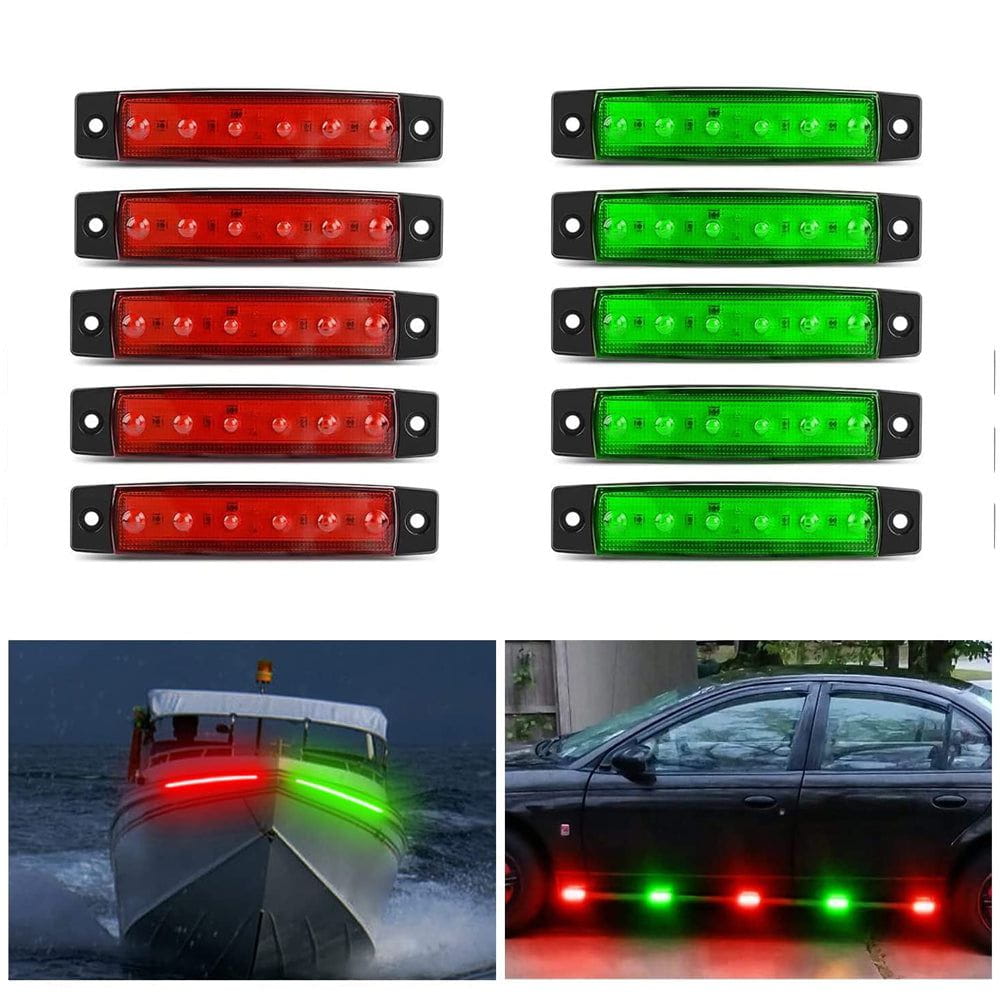 3.8” 6 LEDs Red Green Side Marker Lights (10 Pcs) Nilight