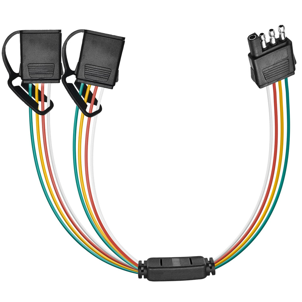 Wiring Harness Kit Nilight 4 Way Flat Trailer Y-Splitter Plug and Play Adapter Extension Harness for LED Tailgate Light Bar Trailer Lights,2 Years Warranty