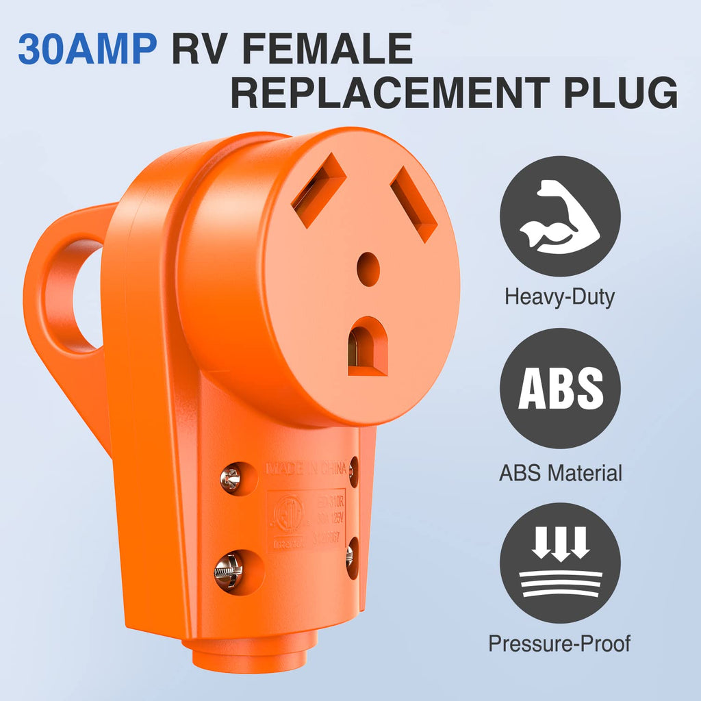 accessory Nilight 30 Amp RV Replacement Plug Receptacle 125 Volt Heavy Duty Female Socket Plug with Handle ETL Listed RV NEMA TT-30R Plug for RV Camper Caravan Motorhome Van Trailer, 2 Years Warranty