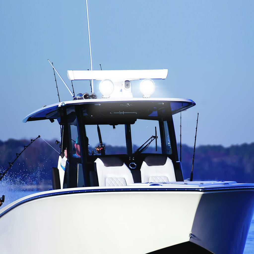 LED Light Bar Nilight Marine LED Pods 2Pcs 4.5Inch 42W 4200LM White Round Light Flood Beam Ponton Boat Deck Dock Lights for Night Fishing T-top Stern Yacht Kayak Port Sailboat, 2 Years Warranty