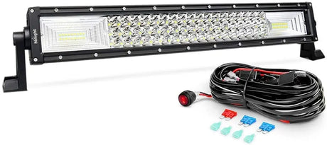 Nilight 22 Inch 270W Triple Row BarFlood Spot Combo Waterproof Led Work Light 28800LM Off Road Driving Lamp with Wiring Harness Kit, 2 Years Warranty