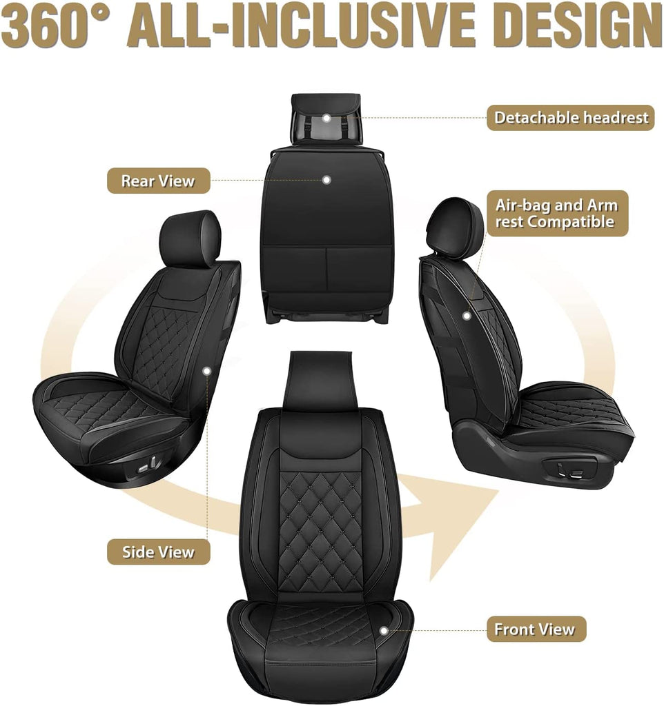 5 Seats Car Seat Covers Full Set Leather Front Rear Back Padded Universal  Fit