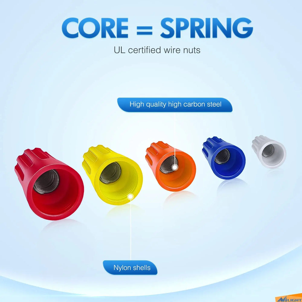 Vehicle Parts & Accessories Nilight 220PCS 50073C Wire Nuts Kit 5 Sizes Electrical Wire Caps Assortment Spring Thread Insulated Wire Screw Terminals Twist on Wire Connectors for 22-12 AWG Wires, 2 Years Warranty