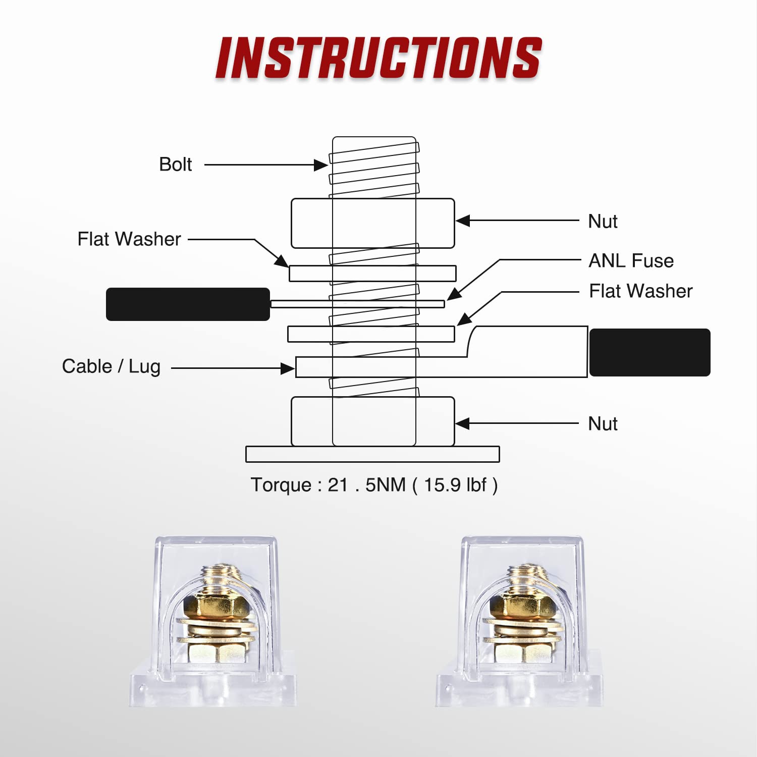 100A ANL Fuse with ANL Fuse Holder Nilight