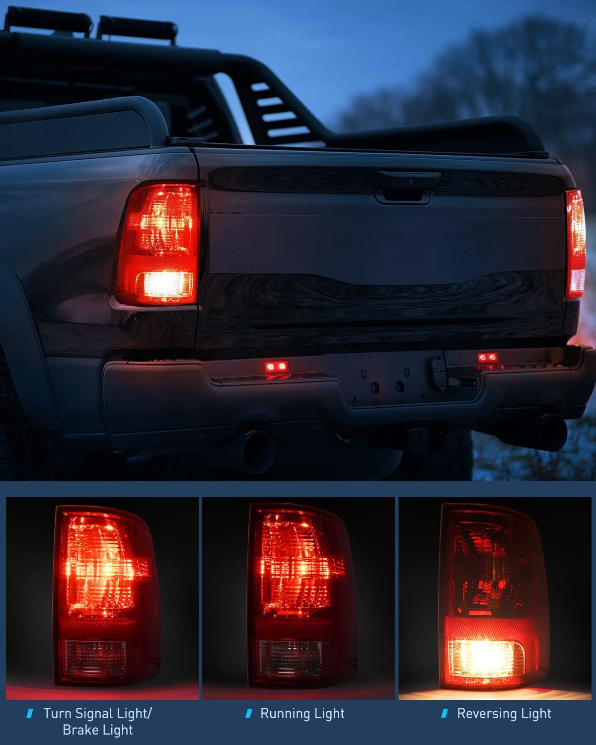 2009-2018 Dodge Ram 1500 2500 3500 Taillight Assembly Rear Lamp Replacement OE Style w/Bulbs Driver Passenger Side Nilight
