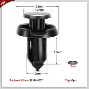 100 Pcs Hole 7mm 8mm 10mm Car Retainer Clips Nylon Push Type Bumper Fastener Rivet Clips for Subaru 90914-0007, 90913-0067, 90914-0051 Nilight