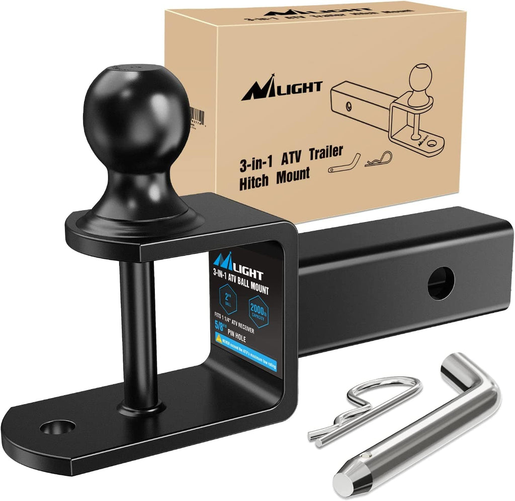 Trailer Hitch Nilight 3 in 1 ATV UTV Multi Hitch Mount with 2 inch Ball Hitch Rated 2000 LBS Fits 2 Inch Receiver Winch Strap Loop Rated 5000 LBS, 2 Years Warranty