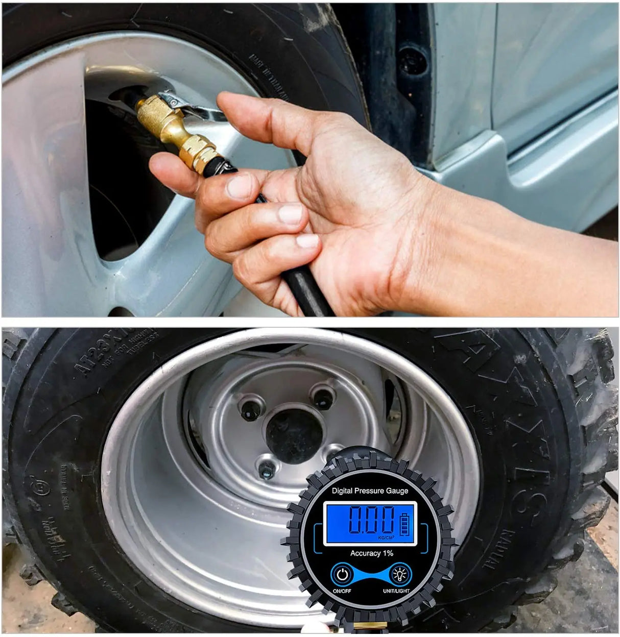 Nilight Digital Tire Pressure Gauge Medium 250 PSI Air Chuck and Compressor Accessories Heavy Duty with Rubber Hose and Quick Connect Coupler for 0.1 Display Resolution