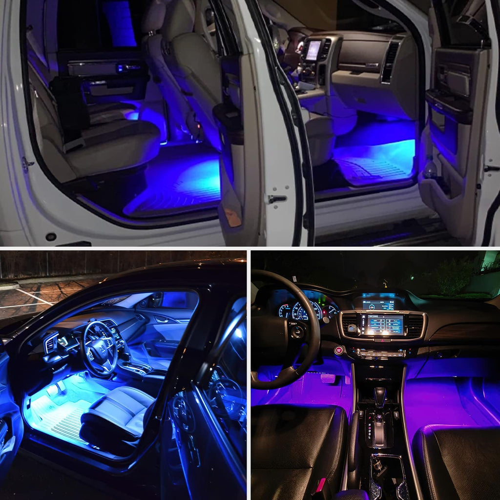 Nilight 4pcs USB Interior Car Lights 48 LEDs RGB LED Strips Lights with App Control Music Sound Active Mode Under Dash Footwell Ambient Lights 2