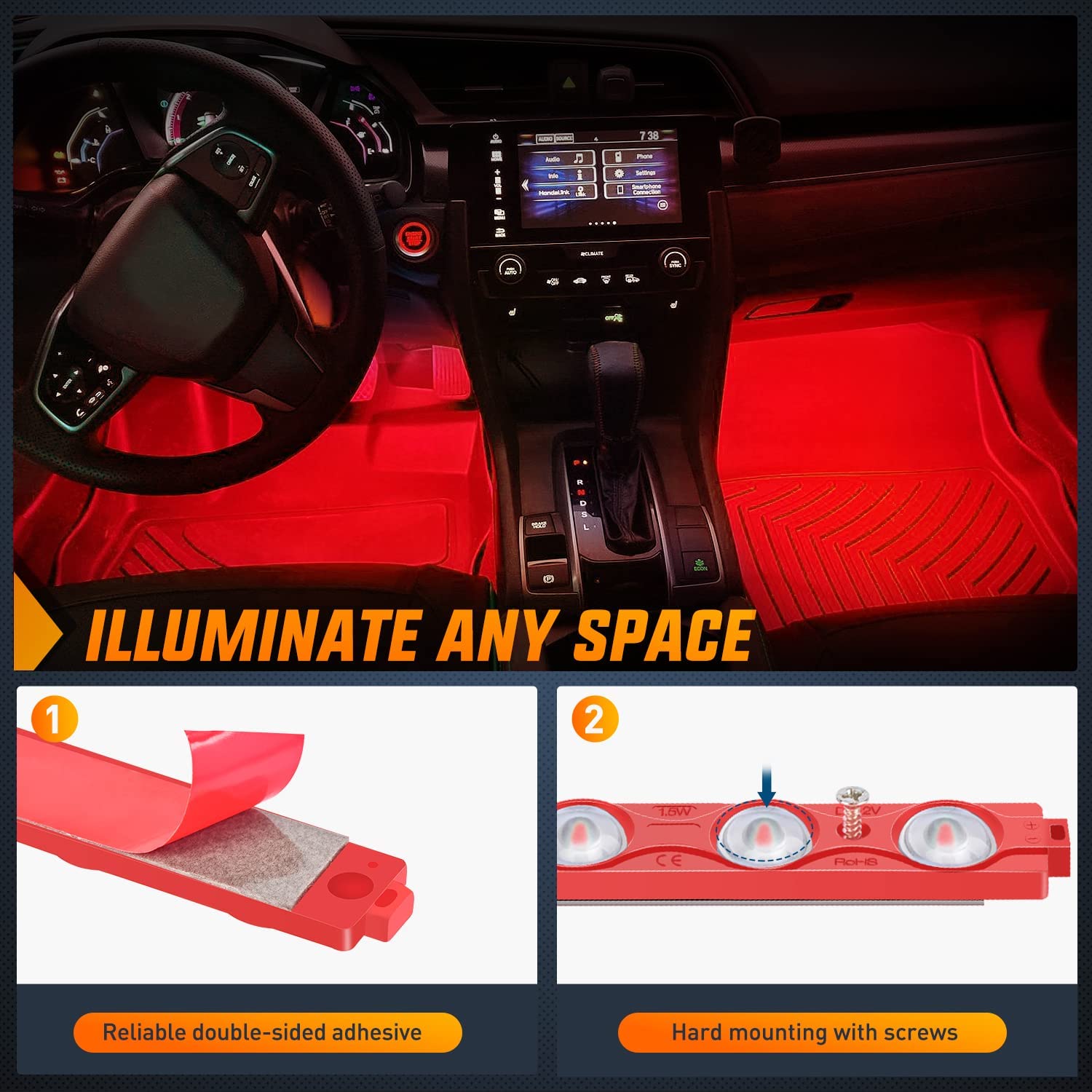 24 LEDs Red Ultra-Bright Light Kit (8 Pcs) Nilight