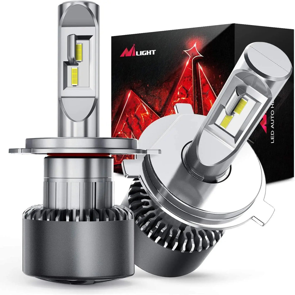 Motor Vehicle Lighting Nilight NIXMEN 2PCS H4/9003/HB2 LED Headlight Bulb 70W 8000-10000LM 350% Brighter Hi/Low Beam Upgraded LED Headlight Conversion Kit Halogen Lamp Replacement 6500K