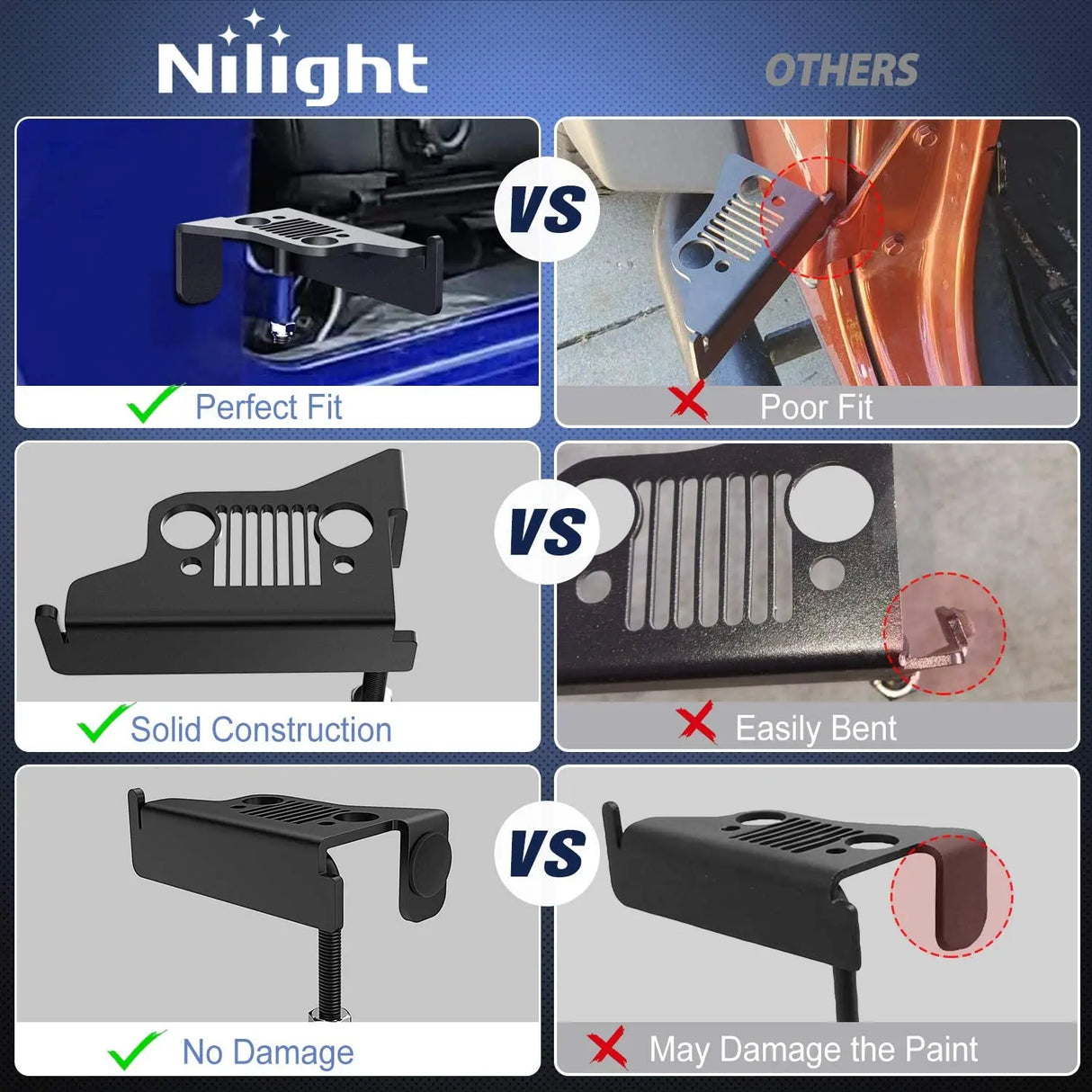  Nilight Foot Pegs Front Door Foot Rest Pedals   VS Others