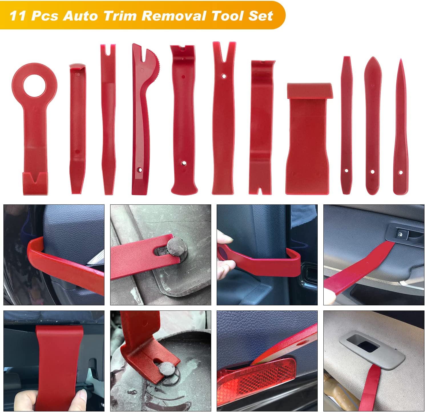 19 Pcs Auto Trim Removal Tool Set Red Nilight
