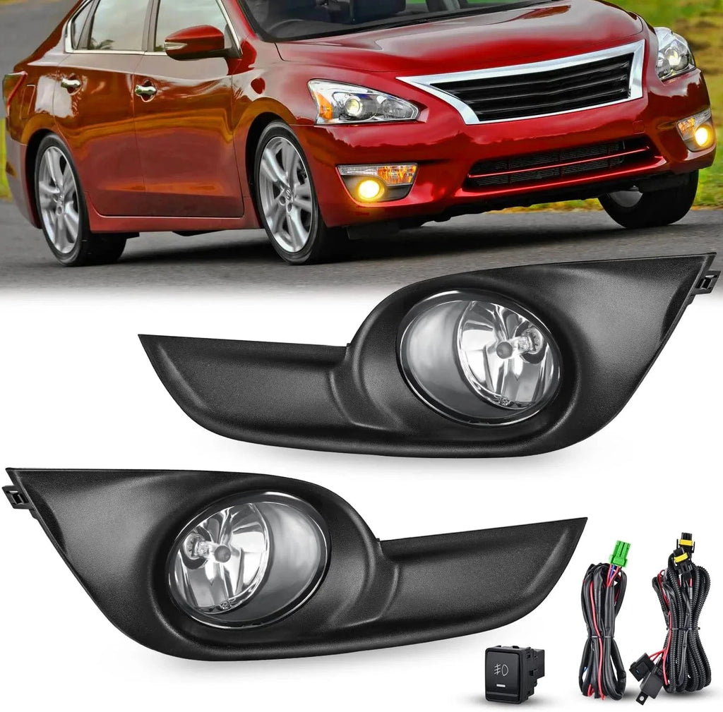 Fog Light Assembly Nilight Fog Light Assembly Compatible with 2013 2014 2015 Nissan Altima with Clear Lens Fog Lamps Replacement H11 12V 55W Bulbs, 2 Years Warranty