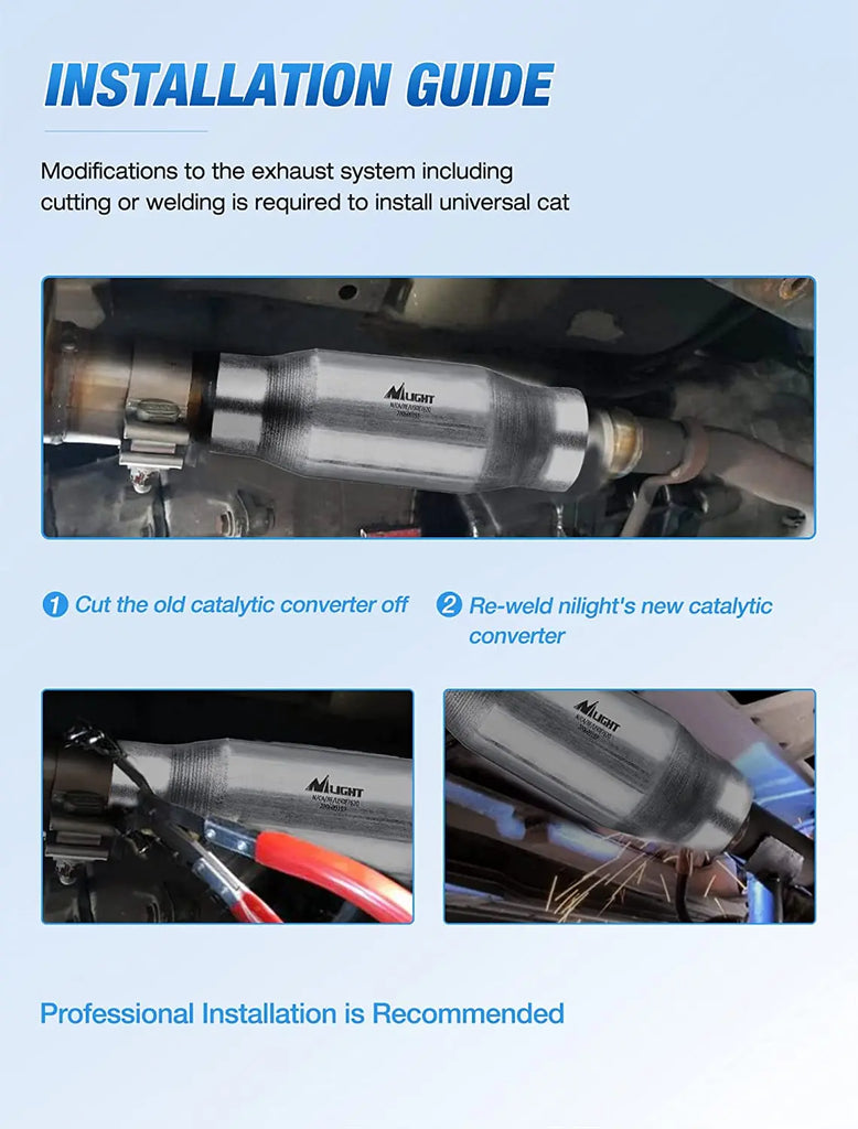 Catalytic Converter Nilight 3" Inlet/Outlet Catalytic Converter, 3 inches Universal Cat(EPA Standard)