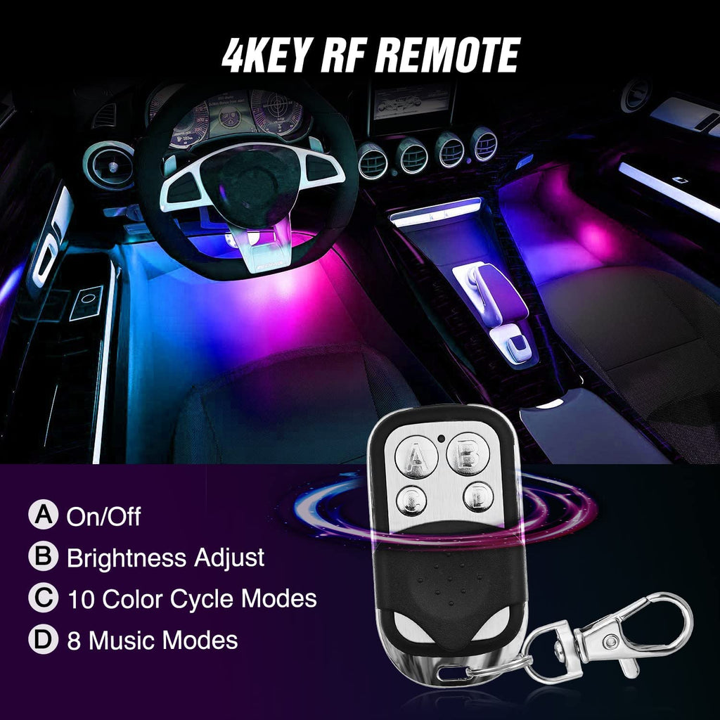Nilight RGBIC 72 LED Interior Car Strip Lights DC 12V with App RF Remote Control Multicolor Under Car Dash Lighting 2 Lines Design Music Sync Mode