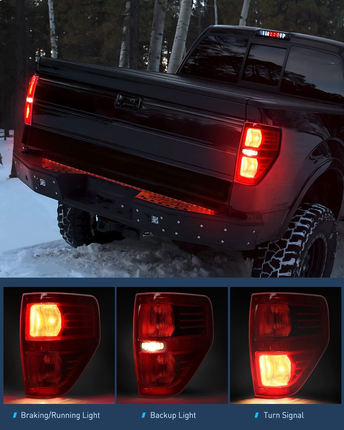 2009-2014 Ford F150 Taillight Assembly Rear Lamp Replacement OE Style Red Housing Passenger Side Nilight