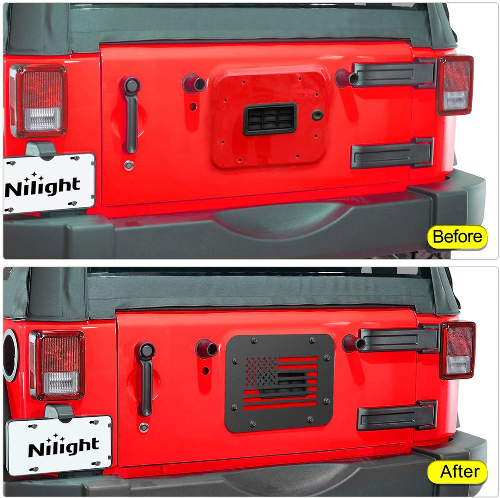 Nilight Spare Tire Carrier Delete Filler Plate Tailgate Vent-Plate Cover Exterior Accessories for 2007-2017 Wrangler JK & Unlimited