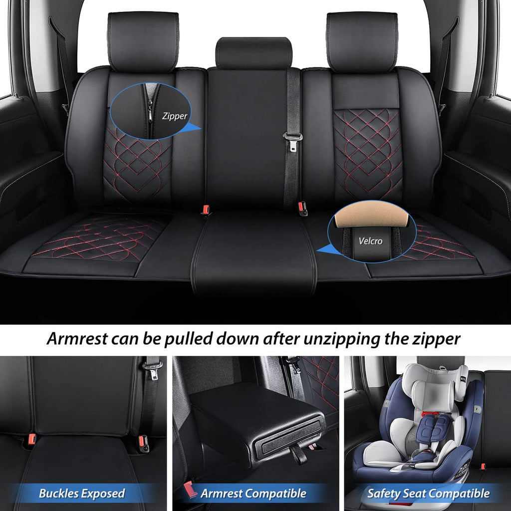 Vehicle Seat Belt Covers Nilight Car Seat Covers Custom Fit 2009-2022 F150 Super Crew and 2017-2022 F250 F350 F450 Crew Cab Waterproof Leather Cushion for Pickup Truck (Full Set, 2 Front Seats and 3 Rear Seats)