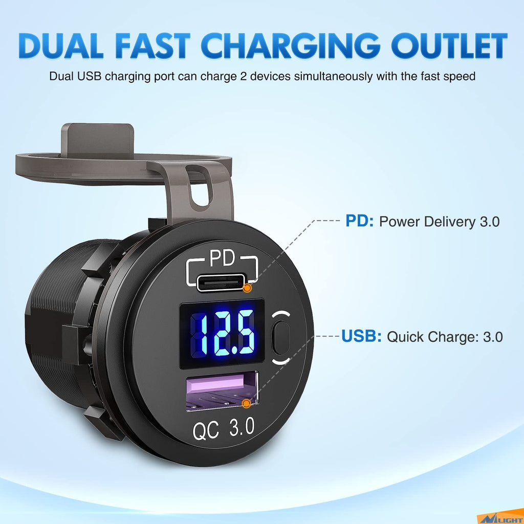 Thlevel Usb Car Charger Outlet Dual Usb Outlet Pd Qc 3.0 Fast Car