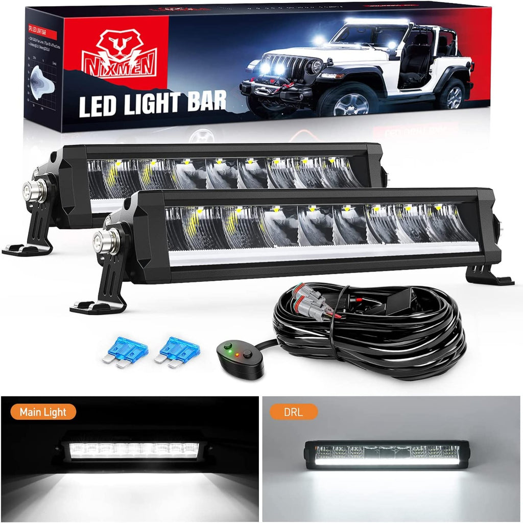 Motor Vehicle Lighting Nilight 12.2 Inch Single Row 45W 4980LM Anti-Glare Slim LED Light Bar Flood Spot Combo DRL Offroad IP68 16AWG DT Wiring Kit for Truck ATV UTV 4x4 Jeep