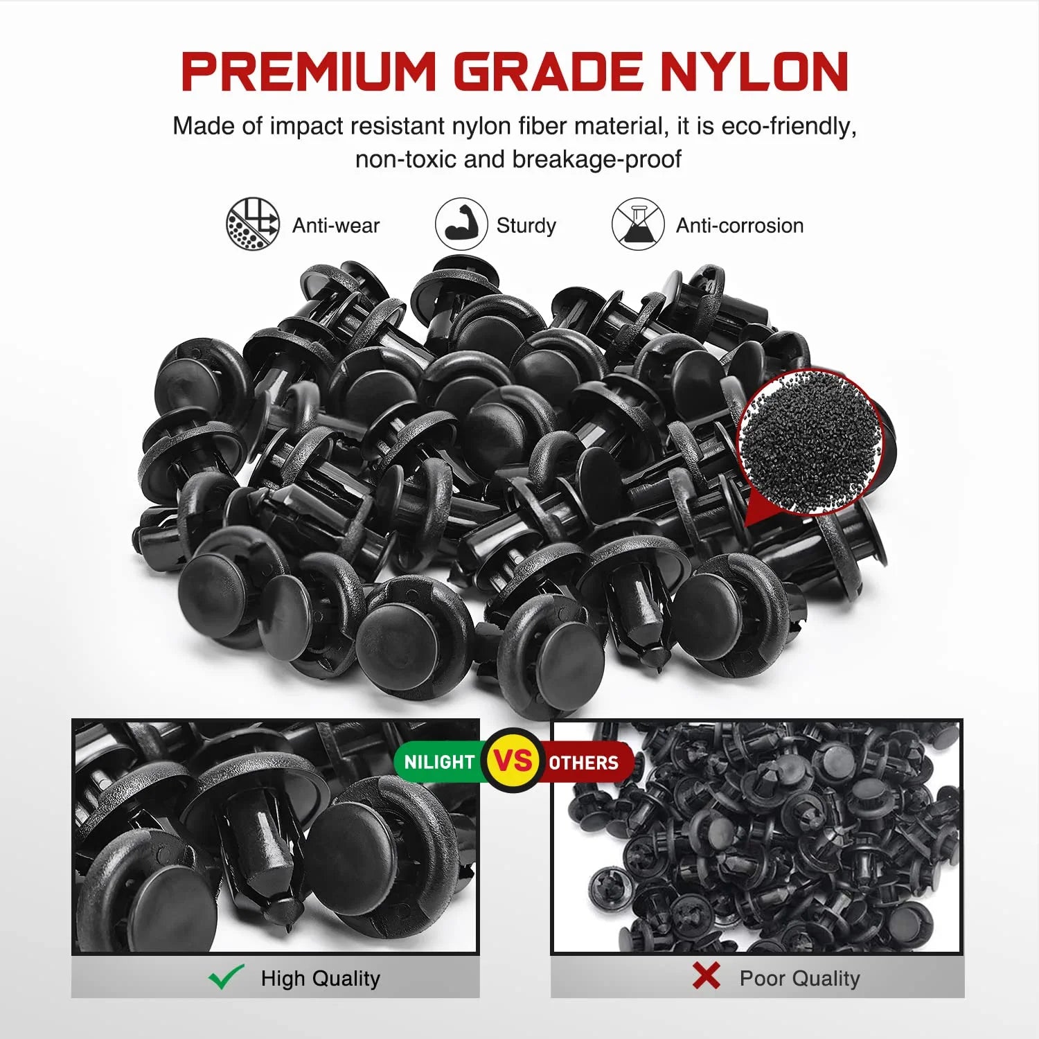 40 Pcs Head 20mm Hole 10mm Nylon Front Bumper Push-Type Retainer Clips-91503-SZ3-003 For Honda and Acura Nilight