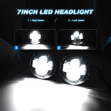 LED Headlight Nilight 2PCS 7 Inch LED Healdight with 2PCS 4 Inch LED Fog Light for Jeep Wrangler 97-17 JK LJ CJ, 2 Years Warranty