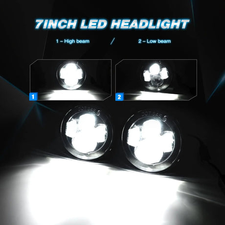 LED Headlight Nilight 2PCS 7 Inch LED Healdight with 2PCS 4 Inch LED Fog Light for Jeep Wrangler 97-17 JK LJ CJ, 2 Years Warranty