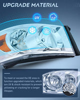LED Headlight Nilight 2007 2008 2009 Ram Headlight Assembly, Chrome Housing Amber Corner Clear Lens, Headlamp Replacement, Driver and Passenger Side, 2 Pack
