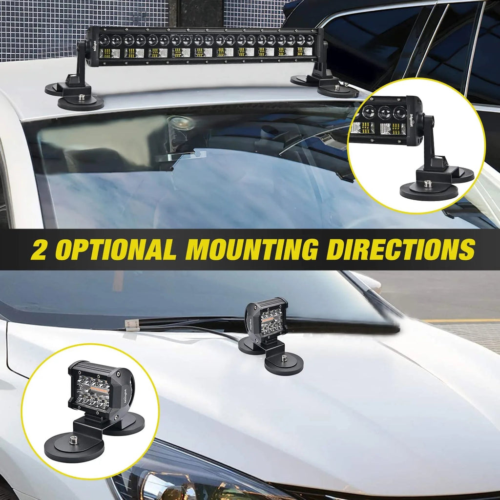 Mounting Accessory Nilight 2PCS Magnetic Base Light Bar Mounts, Universal Fit Strong Sucker Holder W/Rubber Boot for LED Pod Work Light Auxiliary Driving Lamp on Roof Hood of Off Road Truck SUV Jeep, 2 Years Warranty