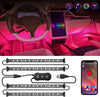 led light strip Nilight USB LED Car Lights with App Control, Multicolor RGB LED Lights with Music Mode, Under Dash Lighting Kit with 2 Line Design for Cars Truck ATV UTV, 2 Years Warranty