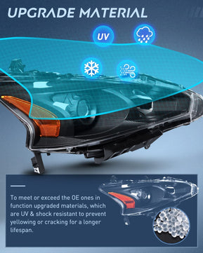 2013-2015 Nissan Altima 4 Door Sedan Headlight Assembly Black Case Amber Reflector Nilight