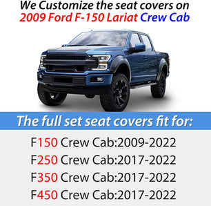 2009-2024 Ford F150 Super Crew 2017-2024 F250 F350 F450 Crew Cab Seat Covers Nilight