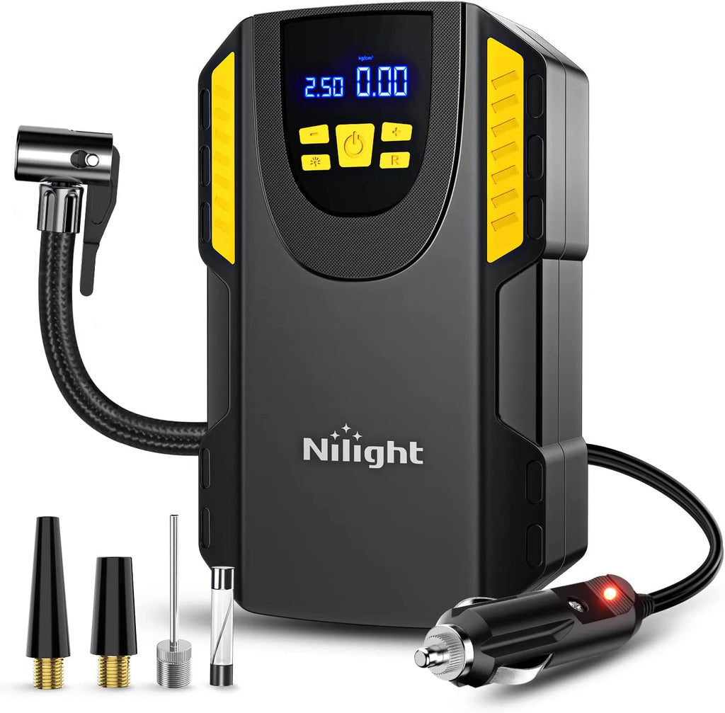 Accessories Nilight Tire Inflator Portable Air Compressor 12VDC Car Air Pump 150PSI Digital Tire Pressure Gauge Fast Inflate car Tires Auto Shutoff Tire Pump for Car SUV Motorcycle Bicycle ATV, 2 Year Warranty