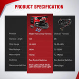 Vehicle Parts & Accessories Nilight 16AWG Wiring Harness Kit 1 Lead Specially Customized for 6 Modes Amber White Strobe Light Bar Off Road LED Work Light 12V On Off Switch Remember Function Reset Function, 2 Years Warranty