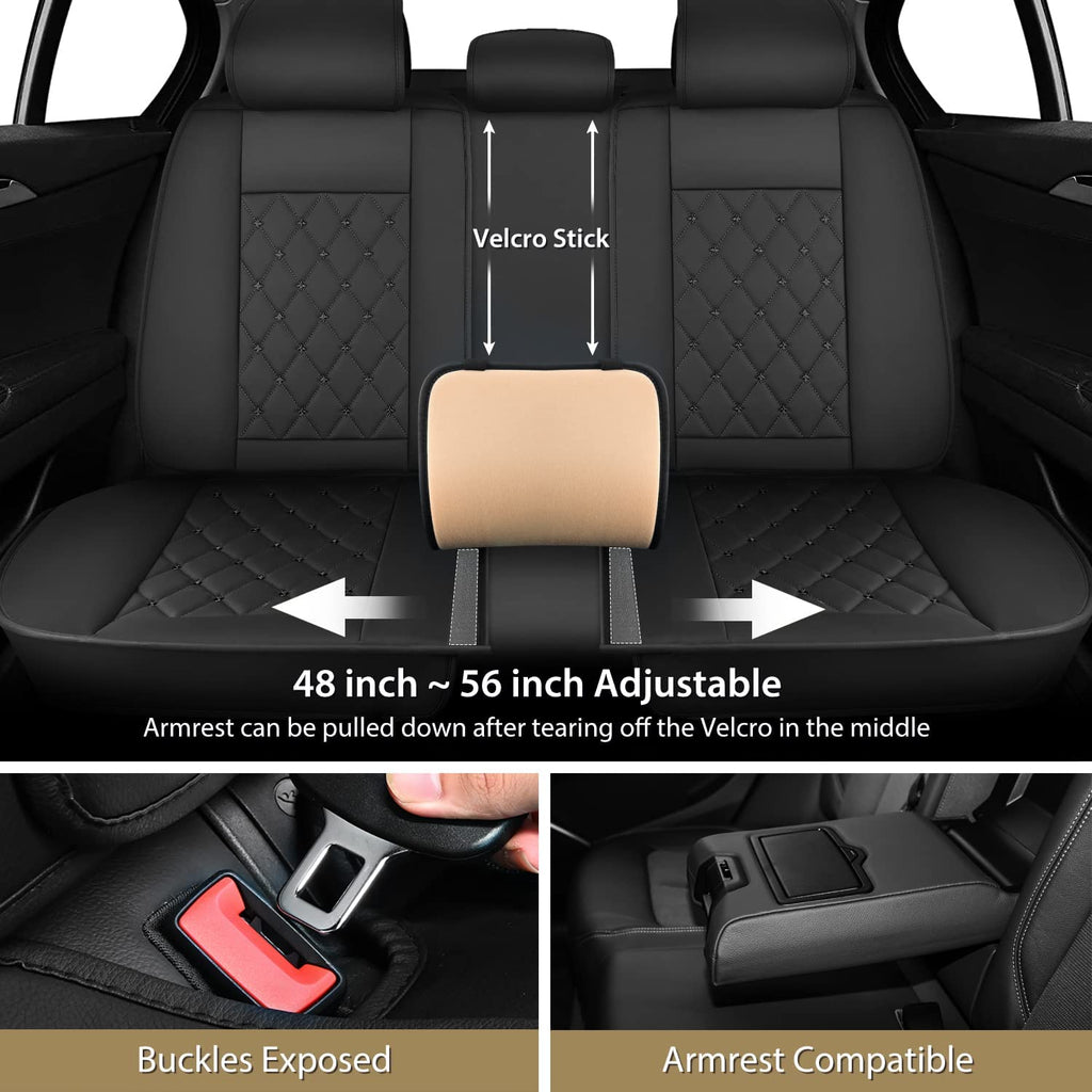 Leader Accessories 2pcs Leather Car Seat Cushions Non-Slip Black Front Seat  Covers Mat Pad for Cars