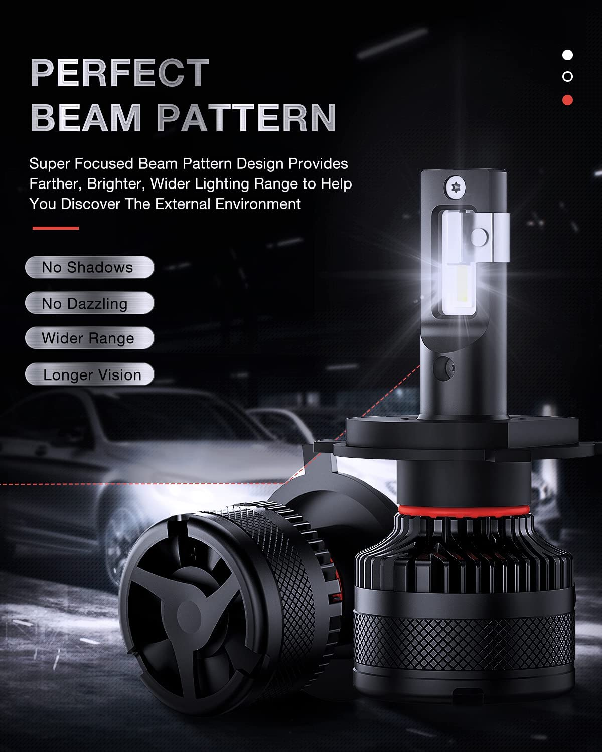 H4/9003/HB2 LED Headlight Bulbs N40 Series 100W 20000LM 6000K IP67 | 2 BULBS Nilight