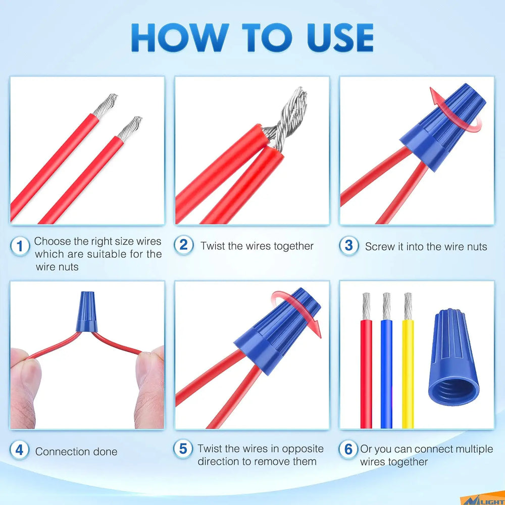 Vehicle Parts & Accessories Nilight 220PCS 50073C Wire Nuts Kit 5 Sizes Electrical Wire Caps Assortment Spring Thread Insulated Wire Screw Terminals Twist on Wire Connectors for 22-12 AWG Wires, 2 Years Warranty