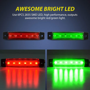 3.8” 6 LEDs Red Green Side Marker Lights (10 Pcs) Nilight