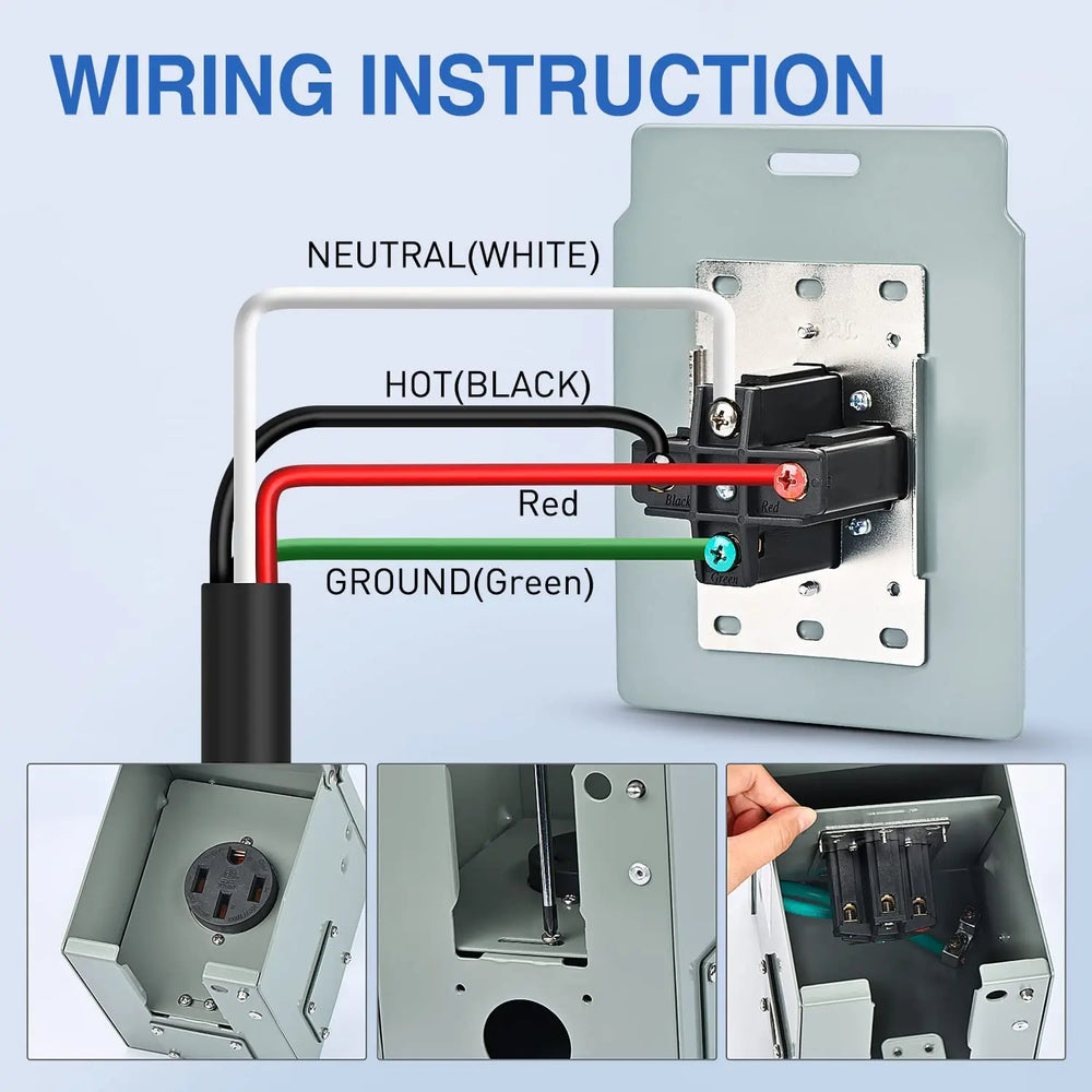 accessory Nilight 50AMP RV EV Power Outlet Box 125/250V NEMA 14-50R Receptacle Box Heavy Duty Pre-drilled ETL Listed Enclosed Lockable Box Waterproof Outlet for RV Camper Caravan Motorhome Van, 2 Years Warranty