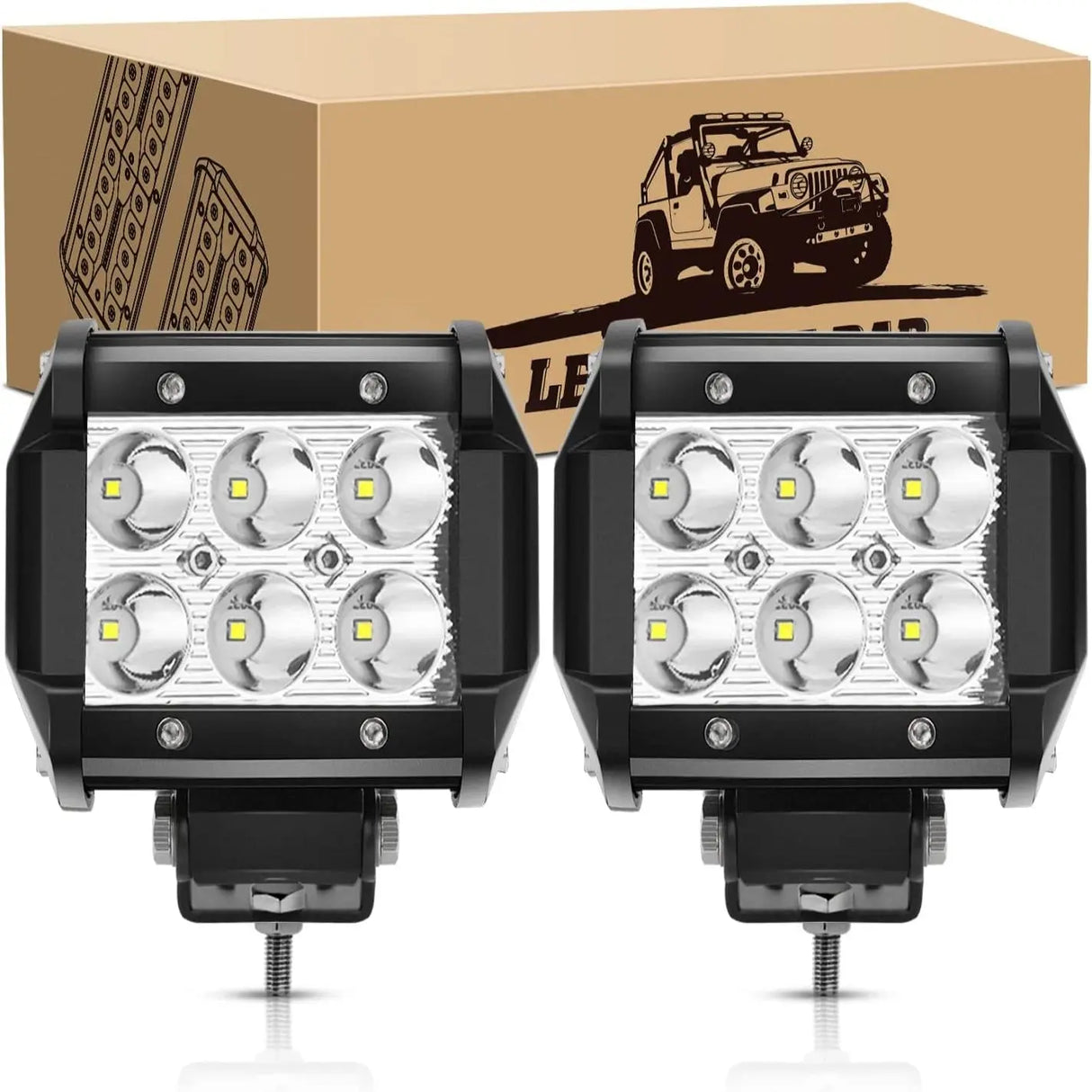 Nilight LED Light Pods 2PCS 4 Inch 18W LED Light Bar Spot 1260lm LED Fog Lights Off Road Light Driving Working Light for Truck Golf Cart SUV ATV UTV Boat, 2 Years Warranty (0604S-B)
