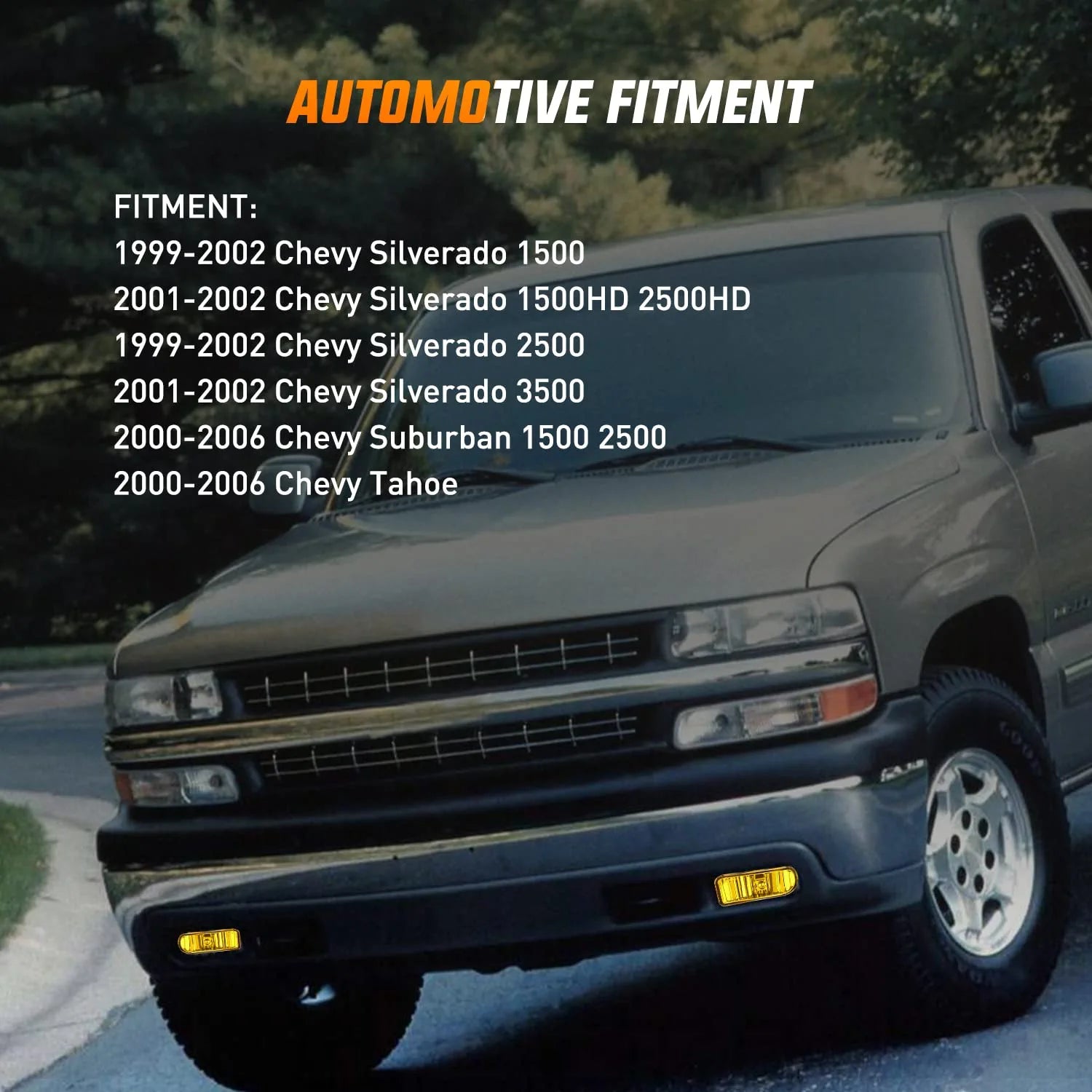1999-2002 Chevy Silverado 1500 2500 2001-2002 Chevy Silverado 3500 2000-2006 Chevy Suburban Tahoe AmberFog Light Assembly Nilight