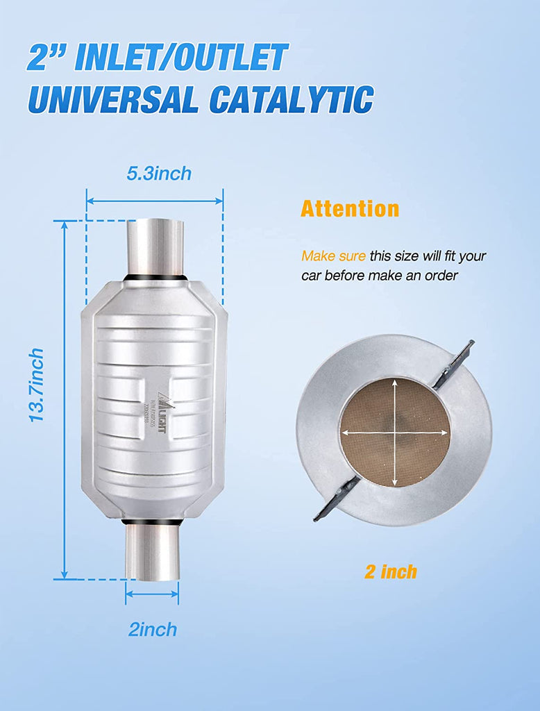 Catalytic Converter Nilight 2" Inlet/Outlet Catalytic Converter with O2 Port and Heat Shield,2 inches Universal Cat(EPA Standard)