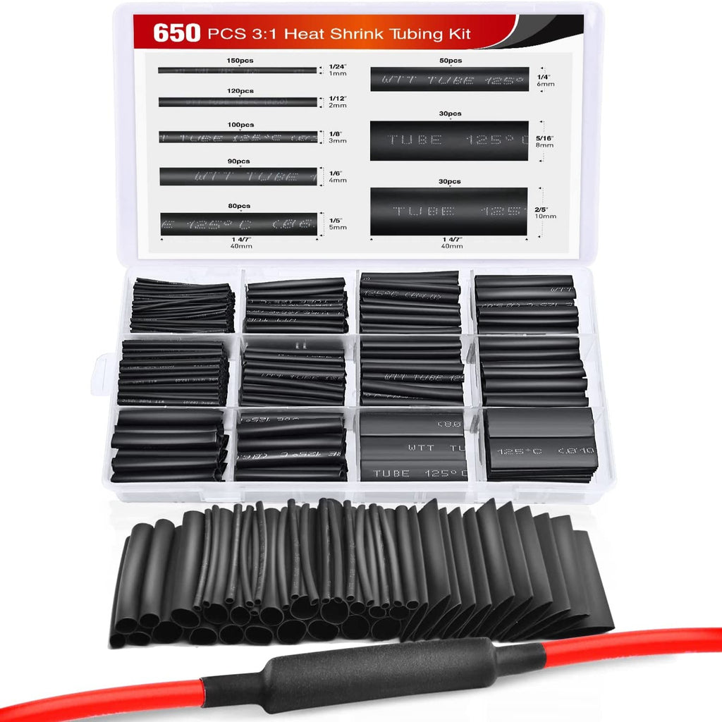Accessories Nilight 650pcs Heat Shrink Tubing Kit-3:1 Ratio Electrical Wire Cable Sleeve Wrap Tube Assortment Flame Retardant Waterproof Insulation Protection,2 Years Warranty