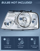 Nilight Headlight Assembly for 2004 2005 2006 2007 2008 Ford F150 Pickup /2006 -2008 Lincoln Mark LT Passenger Driver Side Chrome Housing Clear Reflector Lens Headlamp Replacement,2 Years Warranty