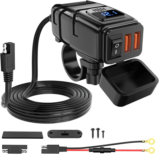 Motorcycle SAE to Dual USB Car Charger Adapter Nilight