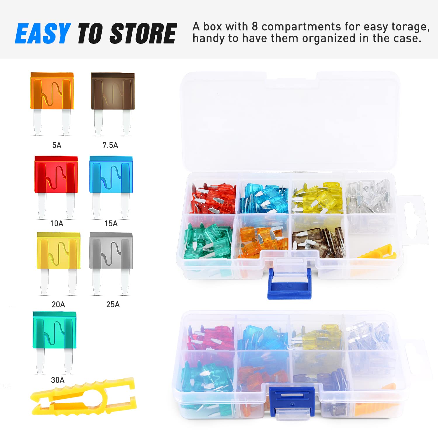 120Pcs Mini ATM/APM Blade Fuse with 10 Pack 14AWG Inline Fuse Holder Nilight