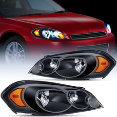 2006-2013 Chevrolet Impala 2014-2016 Impala Limited 2006 2007 Monte Carlo Headlight Assembly Black Case Amber Reflector
