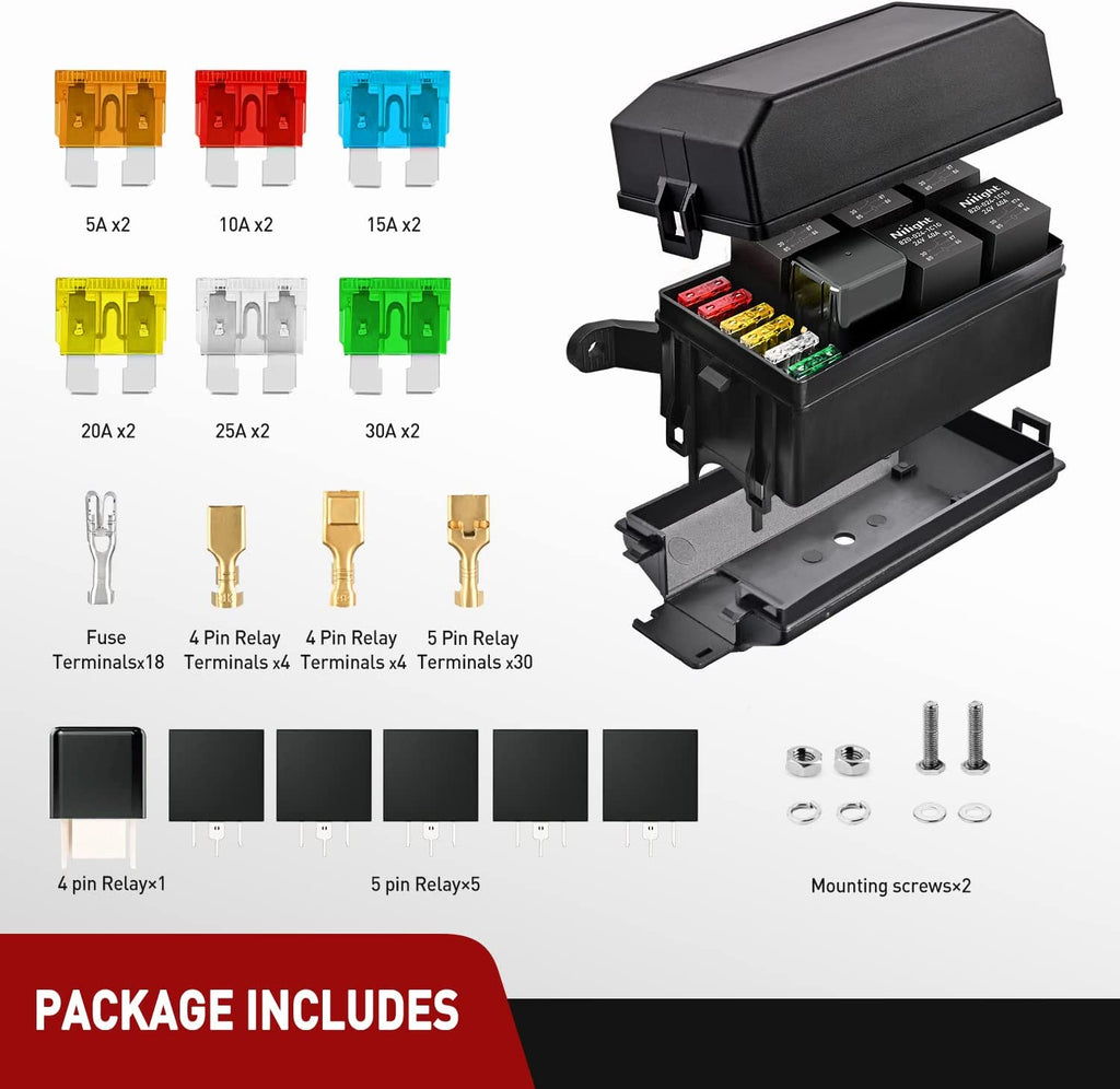 4Pin 5Pin Bosch Style Relay Fuse 40Amp Relay Box Kit – Nilight